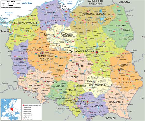Large political and administrative map of Poland with roads, cities and airports | Poland ...