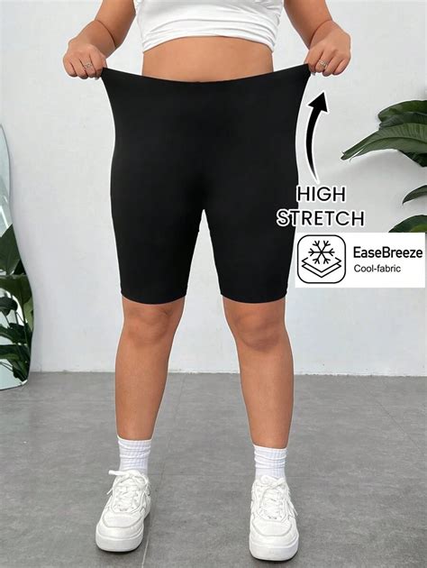 SHEIN EZwear Black Quick-Dry & Cooling Plus Size Compression Shorts ...