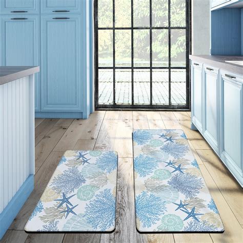Amazon.com: Tritard Coastal Anti Fatigue Kitchen Mat Rug Set of 2 Piece ...