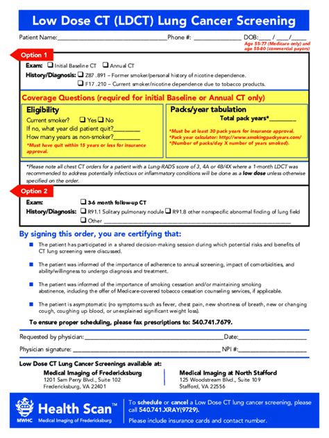 Fillable Online Low Dose CT (LDCT) Lung Cancer Screening Fax Email ...