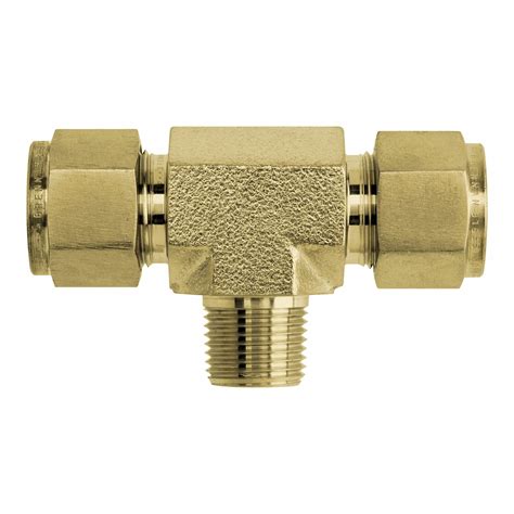 BRENNAN INDUSTRIES, 1/4 in OD x 1/4 in OD x 1/4 in Pipe Size, Brass ...