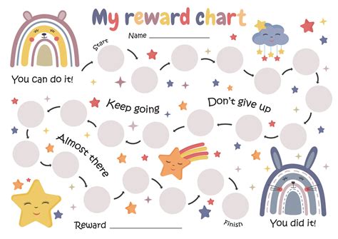 Printable rainbow reward chart. Reward chart for girls. Sticker ...
