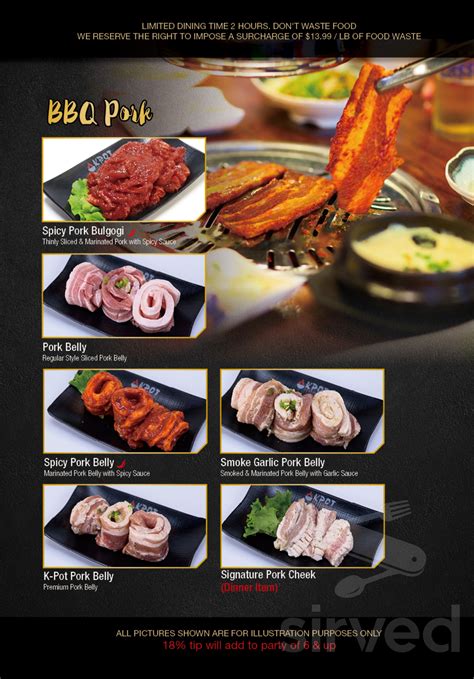 KPOT Korean BBQ & Hot Pot menu in Philadelphia, Pennsylvania, USA