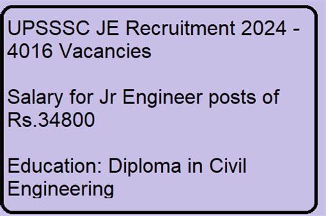 UPSSSC JE Recruitment 2024 - 4016 Vacancies | updatelivejobs