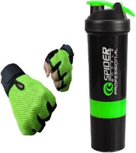 AV Brands Como of 2 - Gloves and Shaker bottle (Green) Fitness ...