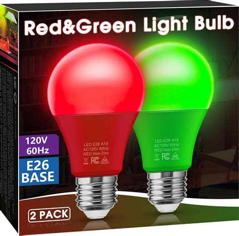 Briignite Red Green Light Bulbs [2 Pack], Christmas Light Bulbs, A19 ...