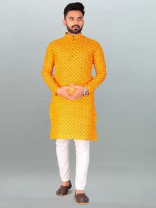 FRELURO Men Printed, Self Design Straight Kurta - Buy FRELURO Men ...