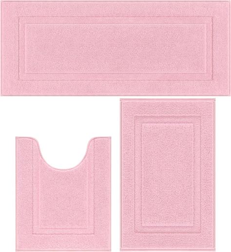 Amazon.com: ACCUMTEK Upgrade Extra Large Pink Bathroom Rug Set 3 Pieces ...