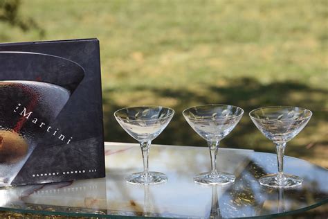 Vintage CRYSTAL Bubble Stem Cocktail Martini Glasses, Set of 3, Tiffin ...