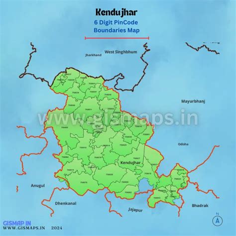 Kendujhar Pincode Boundaries Map (Odisha)