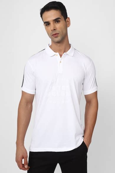 Buy Men White Solid Polo Neck Collar T-shirt Online - 899775 | Peter ...