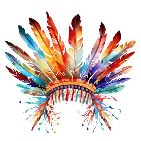 Native American Tribal Feather Watercolor Crown Ai Generative, Watercolor, Native, Tribe PNG ...