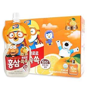 Korean Paldo Kids Red Ginseng Fruit Drink Gift Set (10 Pouches) (Orange ...