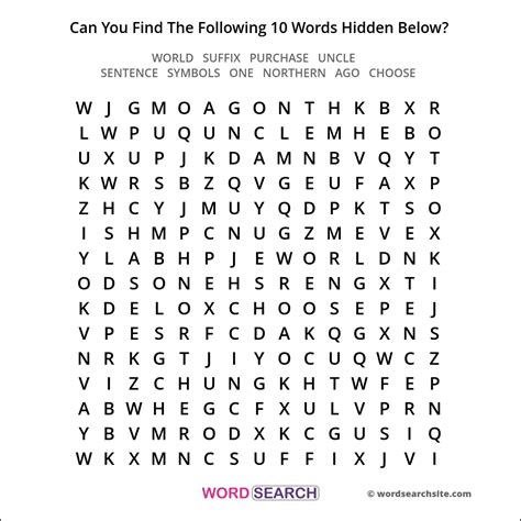 Random Word Search 7 - World, Suffix, Purchase, Uncle, Sentence ...