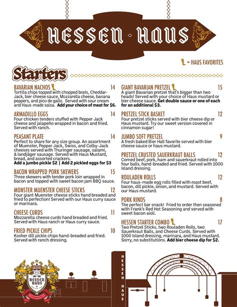 Food Menu | Hessen Haus