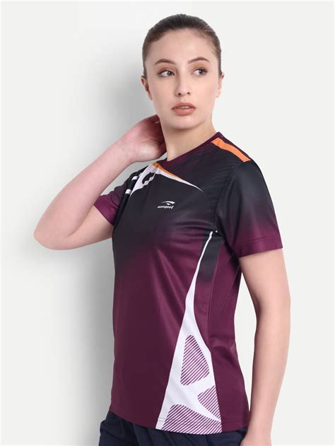 MAROON GRAPHIC BADMINTON T-SHIRT - WOMEN – maxxspeed