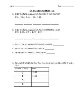 3rd Grade Go Math Chapter 5 Test 的图像结果