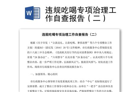 违规吃喝专项治理工作自查报告（二）-WORD文档-工图网