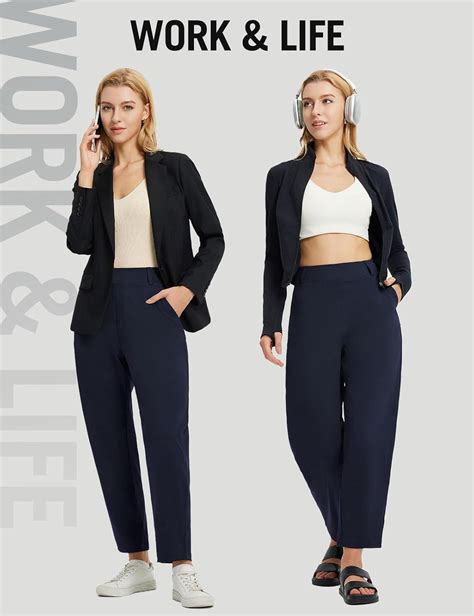 baleaf Womens Ankle Barrel Pants Stretch Travel Pants Petite Work Pants ...