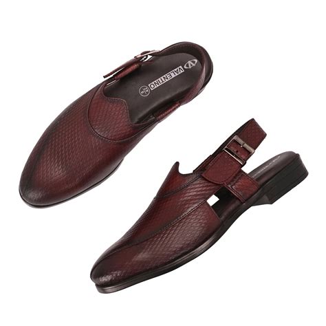 Men Premium Leather Ethnic Sandal (Metalico-31-Bordo) – VALENTINO