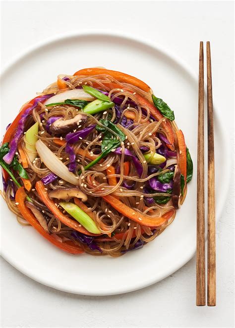 Vegan Japchae (Korean Stir-Fried Sweet Potato Noodles) - Chrisse En Place
