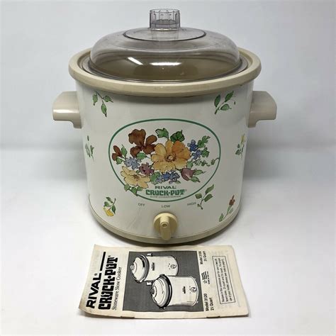 Vintage rival fruit vines 3 5 qt crock pot slow cooker w lid works ...