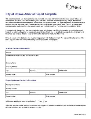 2016 Form Canada City of Ottawa Arborist Report Template - Blank ...