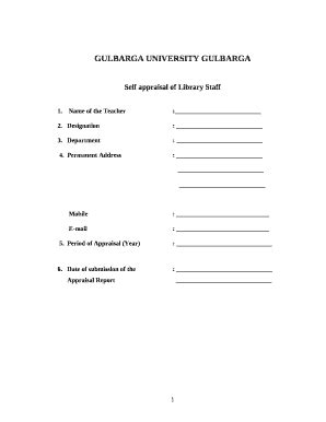 Self appraisal of Library Staff - gug ac Doc Template | pdfFiller