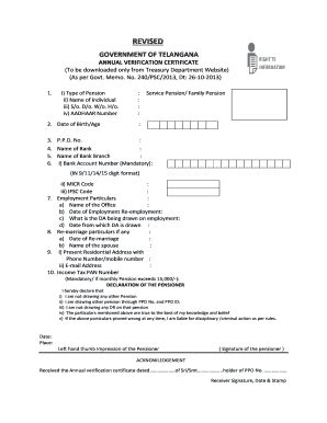 Pensioners Life Certificate - Fill and Sign Printable Template Online