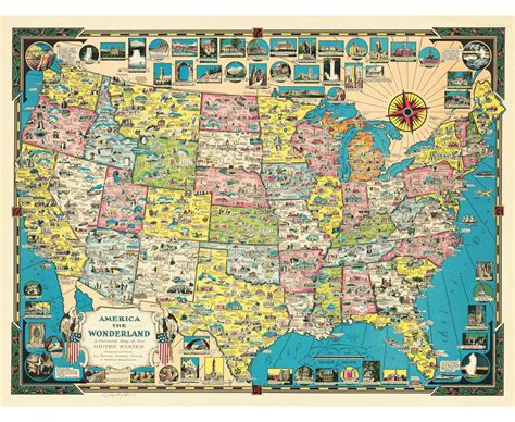 Vintage American Map Wallpaper