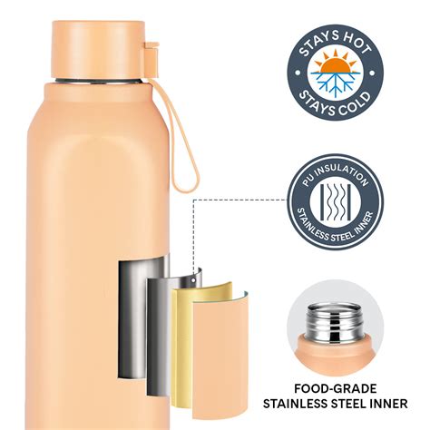 Larah Cube Square PU Thermoware Bottle, 700 ml, Gold