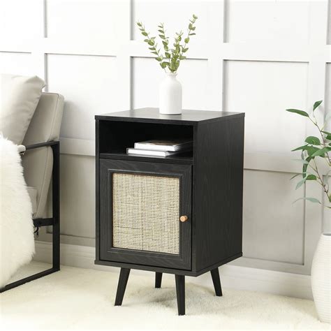 Elaine Rattan Bedside Wood Table – Nismaaya Decor