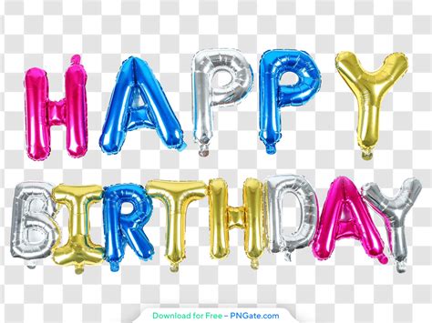 Happy Birthday Colored Balloons Text - PNGate