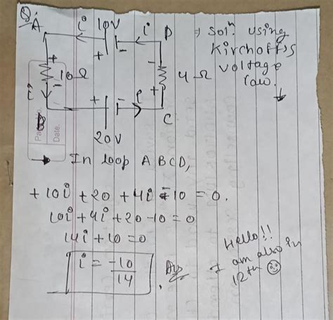 solve using kirchoff's voltage law - Brainly.in