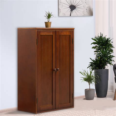 Pouseayar Floor Cabinet, Freestanding Storage Cabinet with Double Doors ...