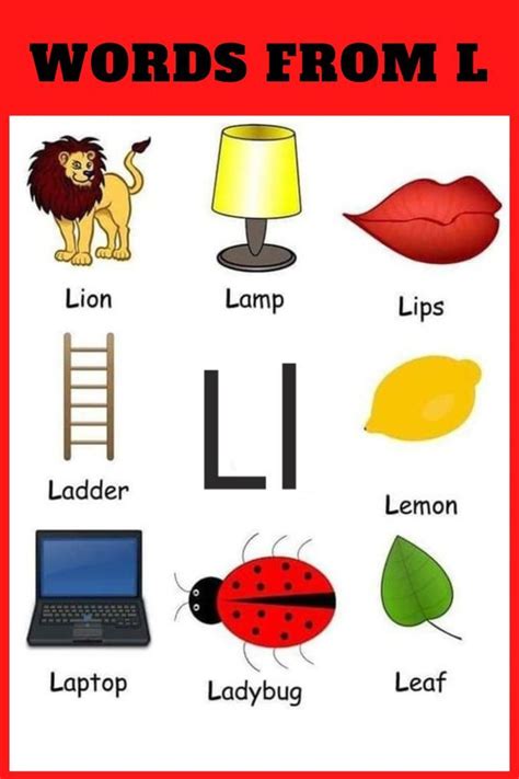 Words From L | L Words For kids | Kids Vocabulary Words | Words That ...