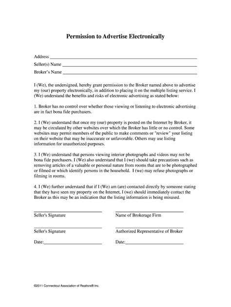 Fillable Online Permission to Advertise Electronically Fax Email Print ...