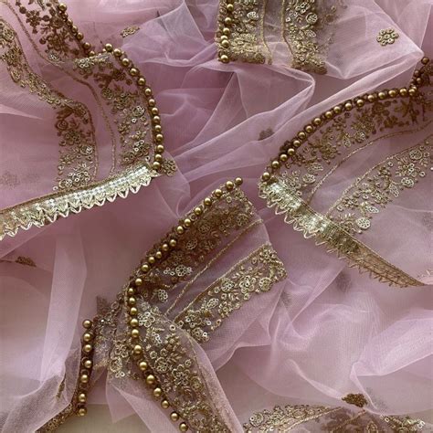 Baby Pink Sequin Zari Scalloped Net Dupatta – anokherang