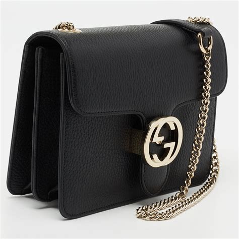 Gucci Black Leather Dollar Interlocking G Crossbody Bag at 1stDibs ...