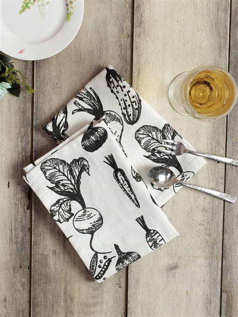 Buy Soumya Set of 6 Pure Cotton Printed Black Color Table Napkin, 6pc ...