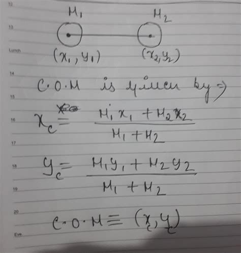 write an expression for the the centre of mass of two particle system ...