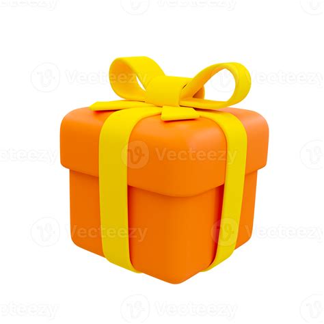 3d minimal orange gift box. gift box for special event. 3d rendering ...