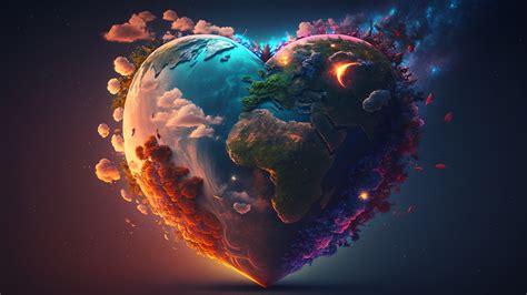 Heart Shaped Earth Illustration Wallpaper, HD Artist 4K Wallpapers ...