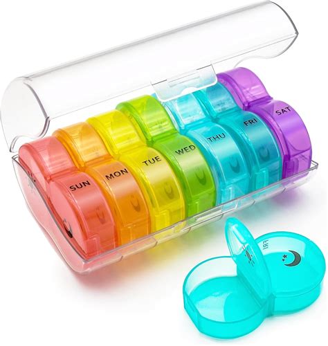 SUWU Extra Large 7 Day Pill Organizer, AM PM Daily Pill Container ...