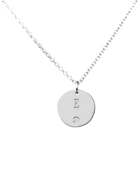 14K White Gold Initial Small 0.01 CT. T.W. Diamond Disc Necklace