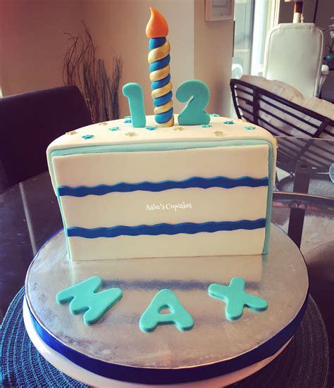 Half Birthday Cake with Blue and White Icing