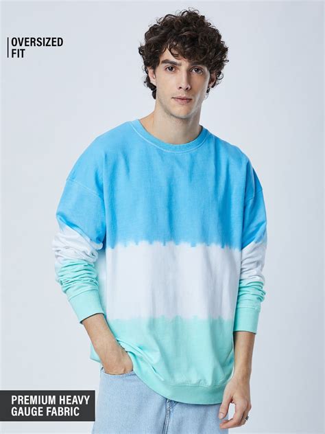 Buy Official TSS Originals: Icy Blue Colour Block Men Oversized ...
