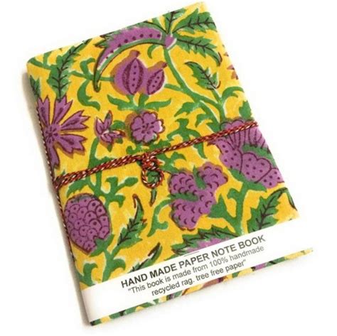 Block Work Yellow Flower Block Print , Meditation Diary, Handmade Eco ...