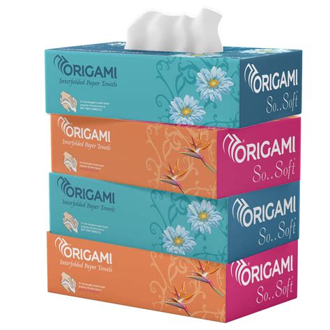 Origami 1 Ply Paper Napkins Pull Box | Pack of 4 (100 Pulls Per Box ...