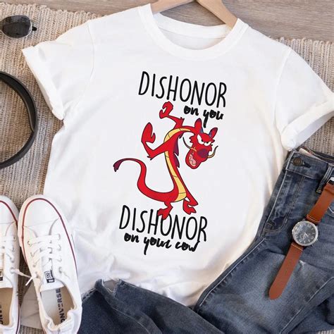 Mulan Mushu Dishonor On Your Cow Disneyland Graphic Adult Shirt ...